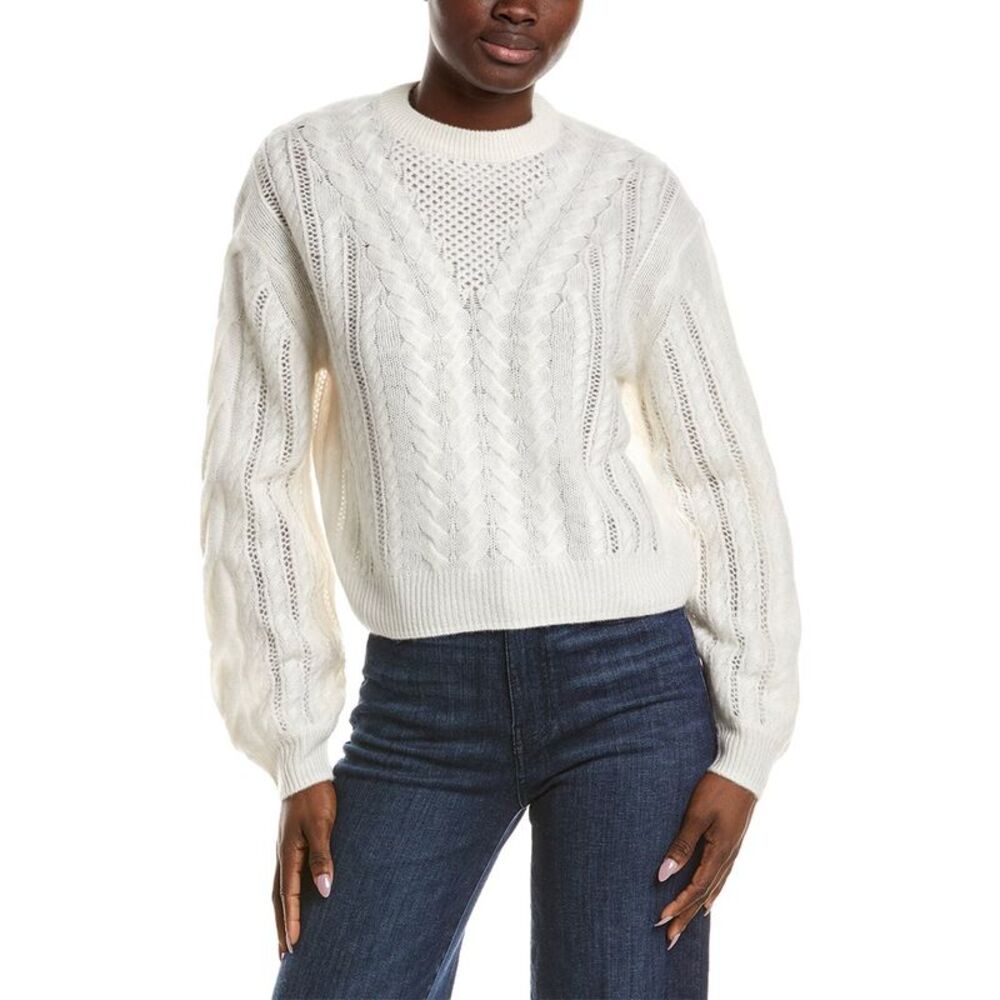 Naadam Womens  Airy Cable Crewneck 100% Cashmere Sweater, White